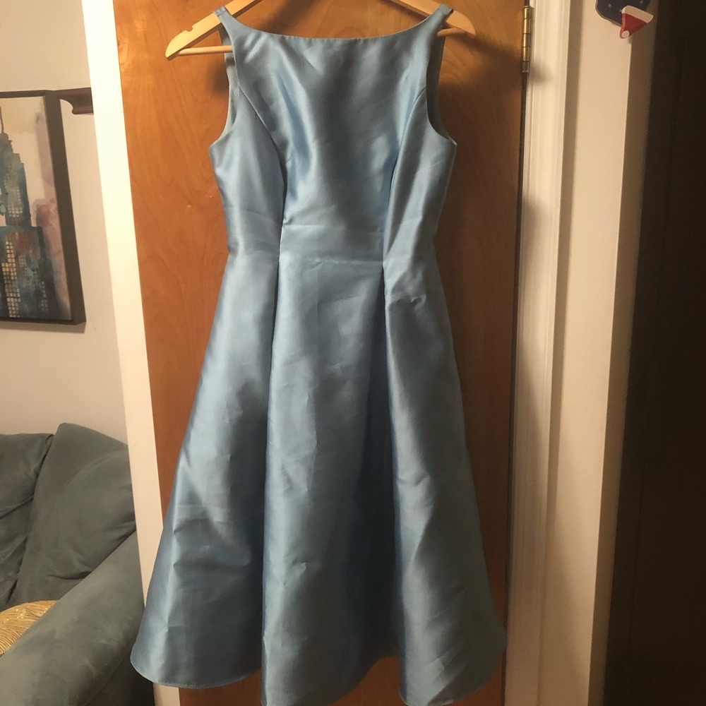 Ice blue Adrianna Papell 50s-inspired dress